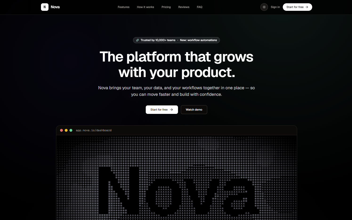 Nova landing page